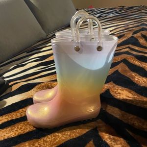 Girl rainbow rain boots